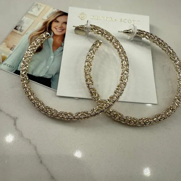 Kendra Scott- Maggie Gold Filigree Earrings - Picture 2 of 2